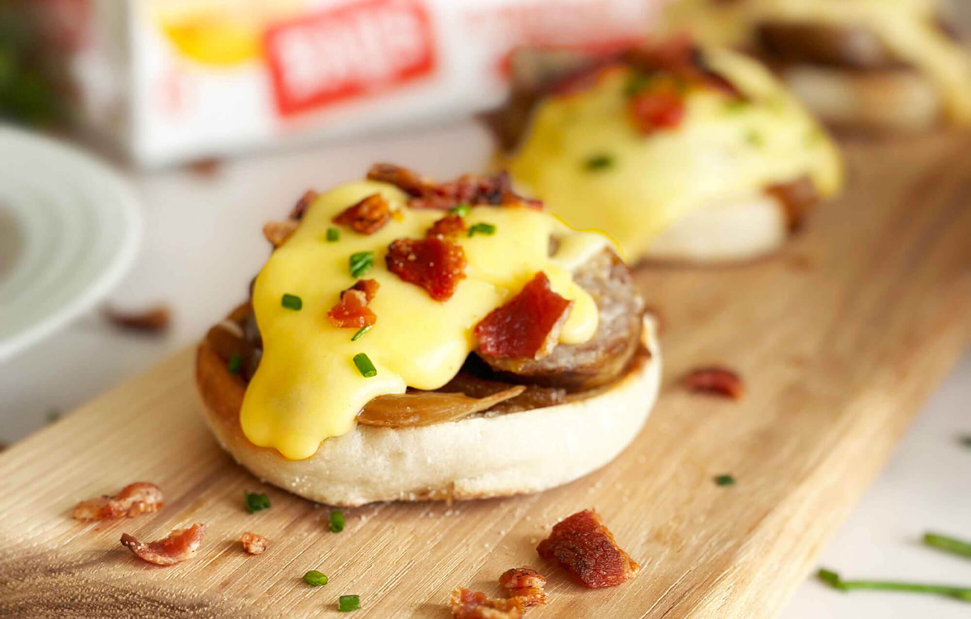 Bratwurst with Beer Cheese Sauce Bays English Muffins
